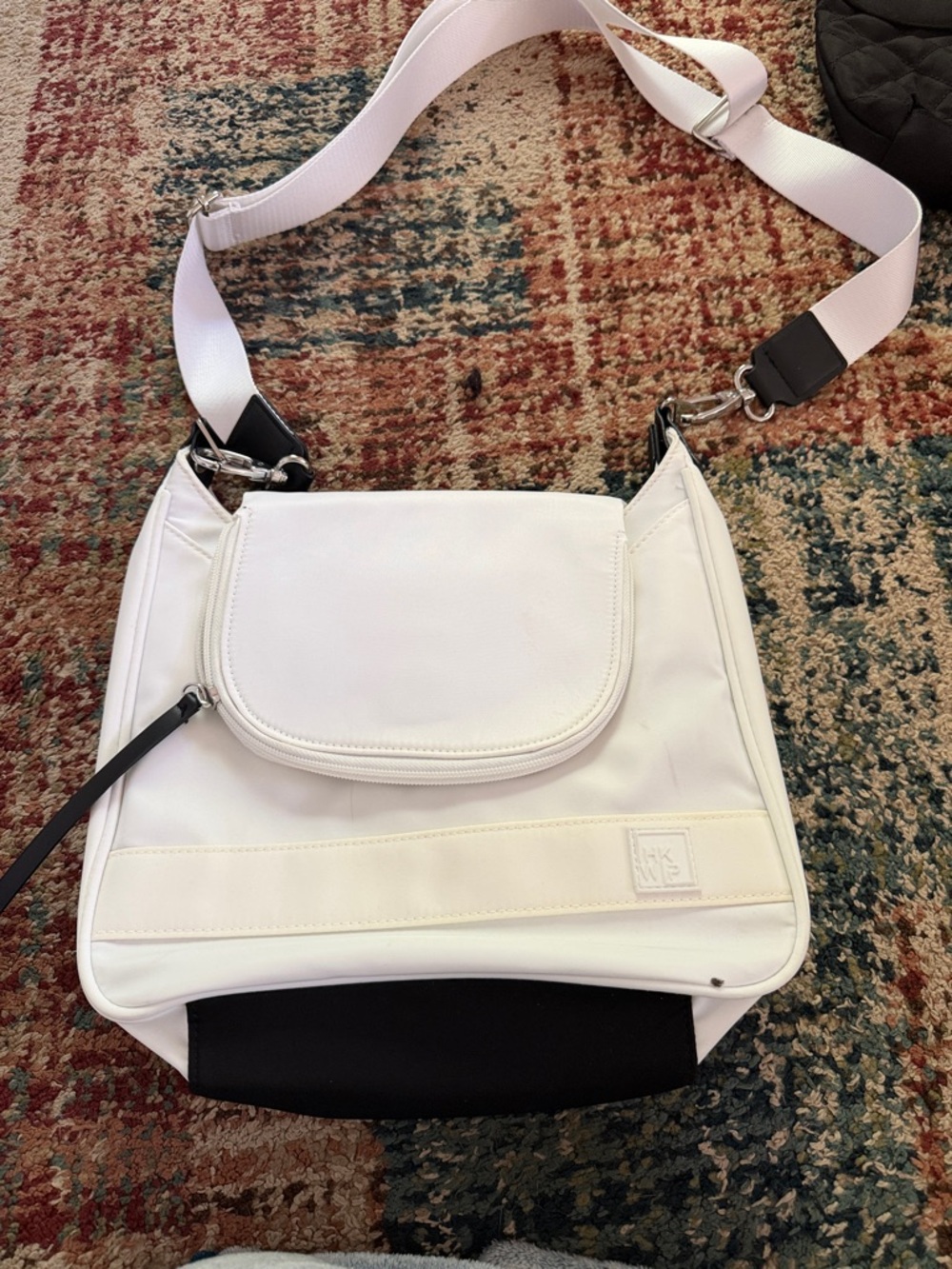 White and Black Crossbody Messenger Bag - Men